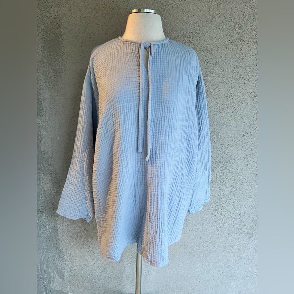Women’s Sky Blue Oversized Long Sleeve Shirt